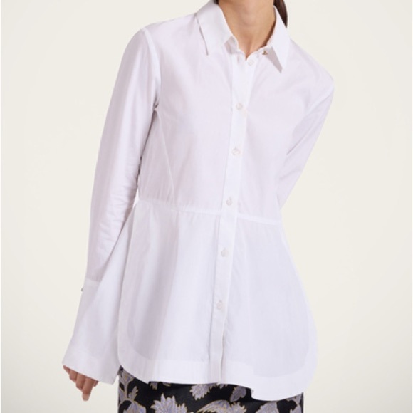 Piazza Sempione Dresses & Skirts - Piazza Sempione White Satin Tunic Dress Blouse Italy Paneled ButtonUp Pockets 42